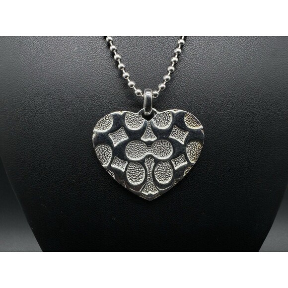 Vintage COACH Sterling Silver C Logo Tag Pendant Necklace Rare 28” Long - Picture 3 of 11